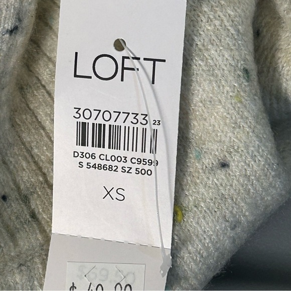 Loft Mock Turtleneck Confetti Long Sleeve Pullover Sweater Size XS Raw Seams New - Picture 5 of 11